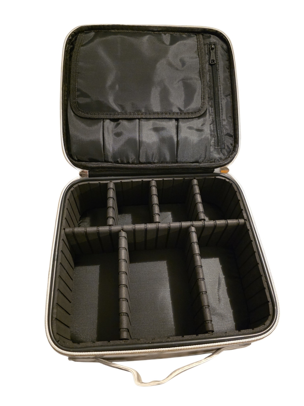 Reinvei Marble-Print Cosmetic Case in White with Gold Accents - Picture 2 of 3